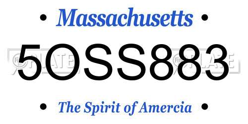 5OSS883 Massachusetts License Plate