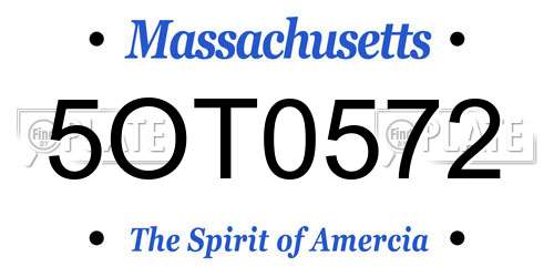 5OT0572 Massachusetts License Plate