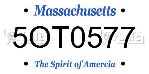 5OT0577 Massachusetts License Plate