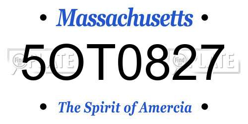 5OT0827 Massachusetts License Plate