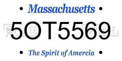 5OT5569 Massachusetts License Plate