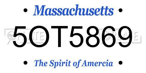 5OT5869 Massachusetts License Plate