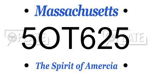 5OT625 Massachusetts License Plate