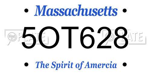 5OT628 Massachusetts License Plate