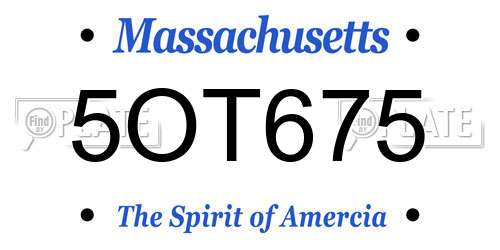 5OT675 Massachusetts License Plate