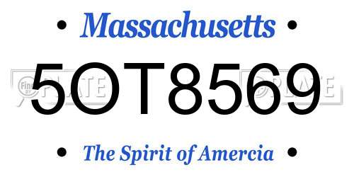 5OT8569 Massachusetts License Plate