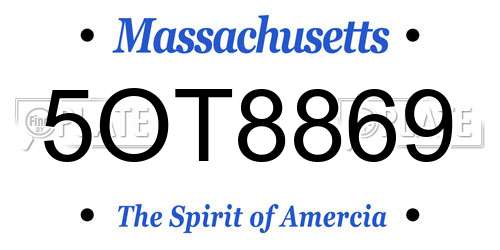 5OT8869 Massachusetts License Plate