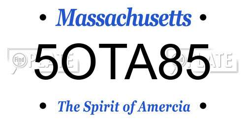 5OTA85 Massachusetts License Plate