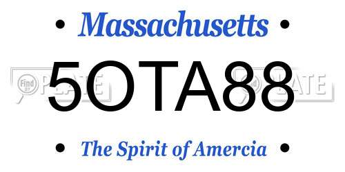 5OTA88 Massachusetts License Plate