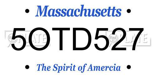 5OTD527 Massachusetts License Plate