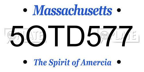5OTD577 Massachusetts License Plate