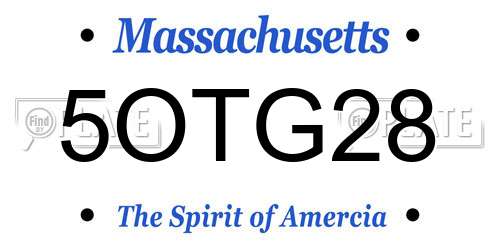 5OTG28 Massachusetts License Plate