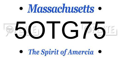 5OTG75 Massachusetts License Plate