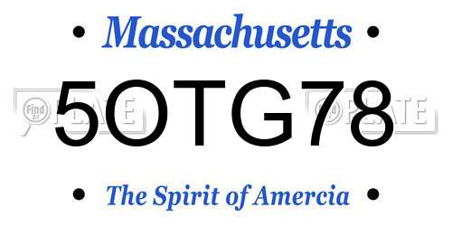 5OTG78 Massachusetts License Plate