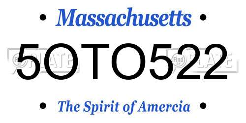 5OTO522 Massachusetts License Plate
