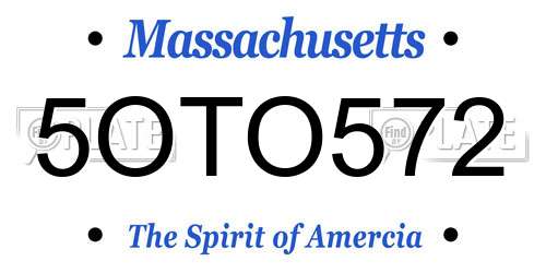 5OTO572 Massachusetts License Plate