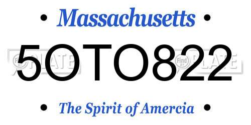 5OTO822 Massachusetts License Plate