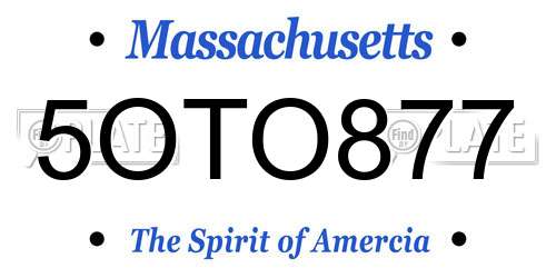 5OTO877 Massachusetts License Plate
