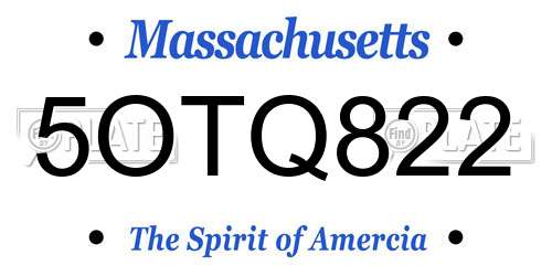 5OTQ822 Massachusetts License Plate