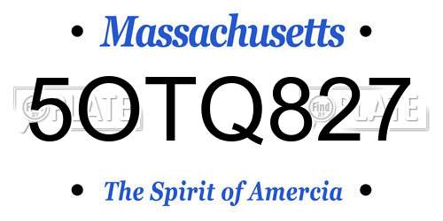 5OTQ827 Massachusetts License Plate