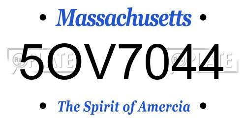 5OV7044 Massachusetts License Plate