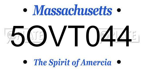 5OVT044 Massachusetts License Plate