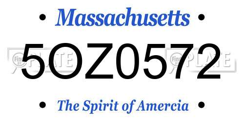 5OZ0572 Massachusetts License Plate
