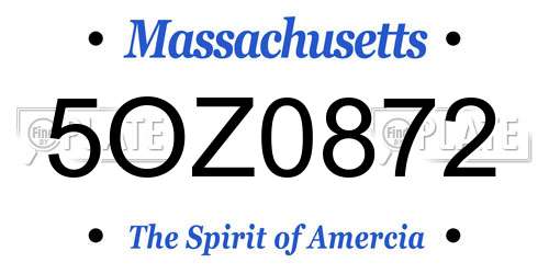 5OZ0872 Massachusetts License Plate