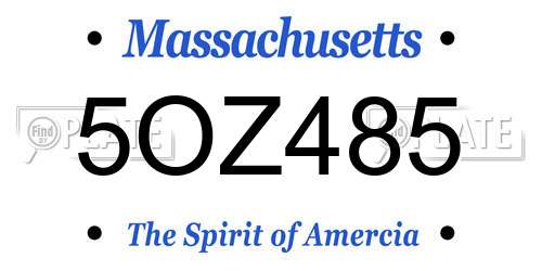 5OZ485 Massachusetts License Plate