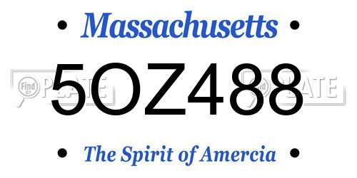5OZ488 Massachusetts License Plate
