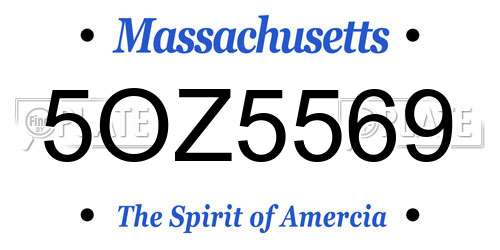 5OZ5569 Massachusetts License Plate