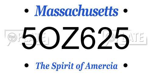 5OZ625 Massachusetts License Plate