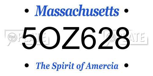 5OZ628 Massachusetts License Plate