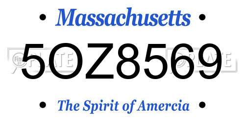 5OZ8569 Massachusetts License Plate