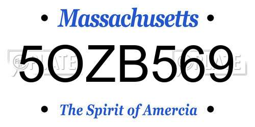 5OZB569 Massachusetts License Plate