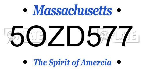 5OZD577 Massachusetts License Plate