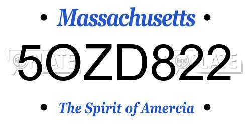 5OZD822 Massachusetts License Plate