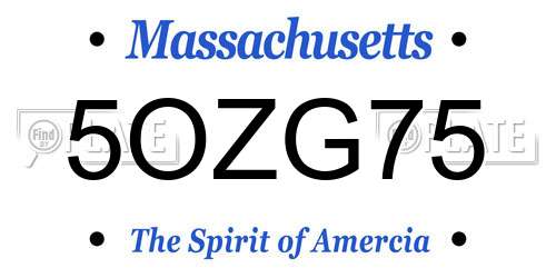 5OZG75 Massachusetts License Plate