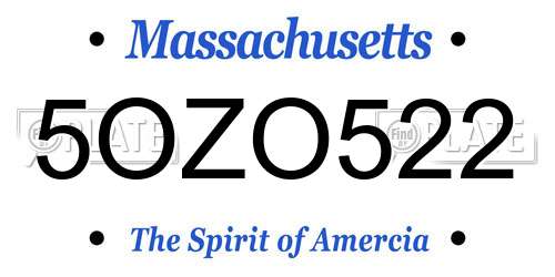 5OZO522 Massachusetts License Plate
