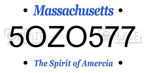 5OZO577 Massachusetts License Plate