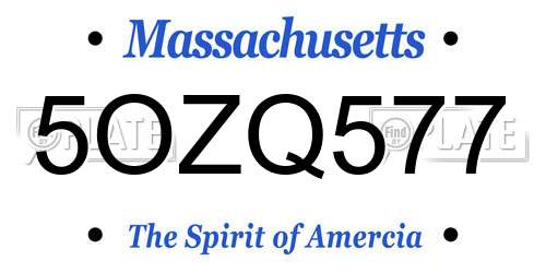 5OZQ577 Massachusetts License Plate