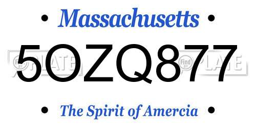 5OZQ877 Massachusetts License Plate