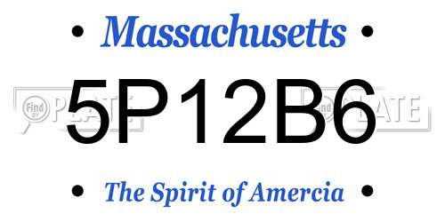 5P12B6 Massachusetts License Plate