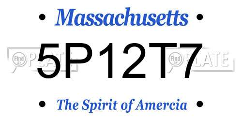5P12T7 Massachusetts License Plate