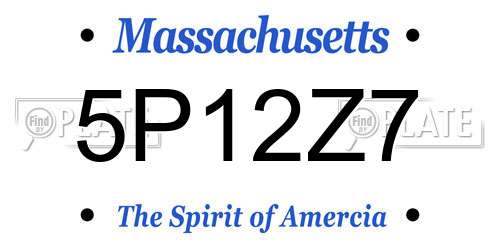 5P12Z7 Massachusetts License Plate