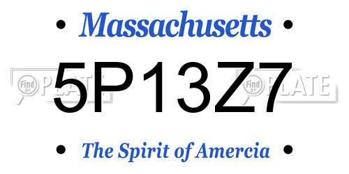 5P13Z7 Massachusetts License Plate