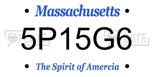 5P15G6 Massachusetts License Plate