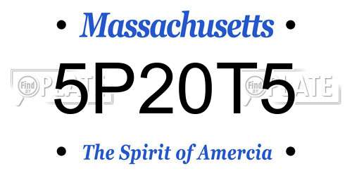 5P20T5 Massachusetts License Plate