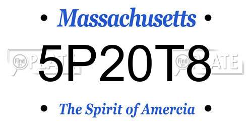 5P20T8 Massachusetts License Plate