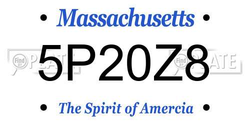 5P20Z8 Massachusetts License Plate
